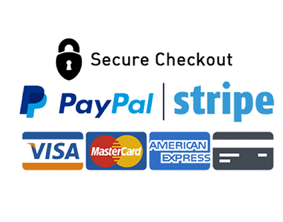 Logos de seguridad: Stripe, SSL, Visa, Mastercard, Paypal
